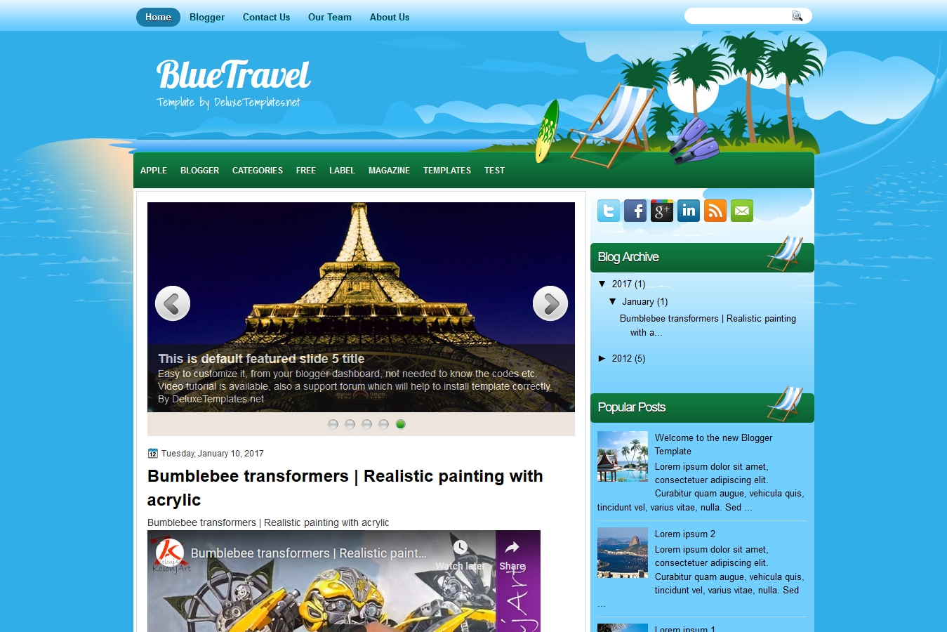 BlueTravel Blogger Template