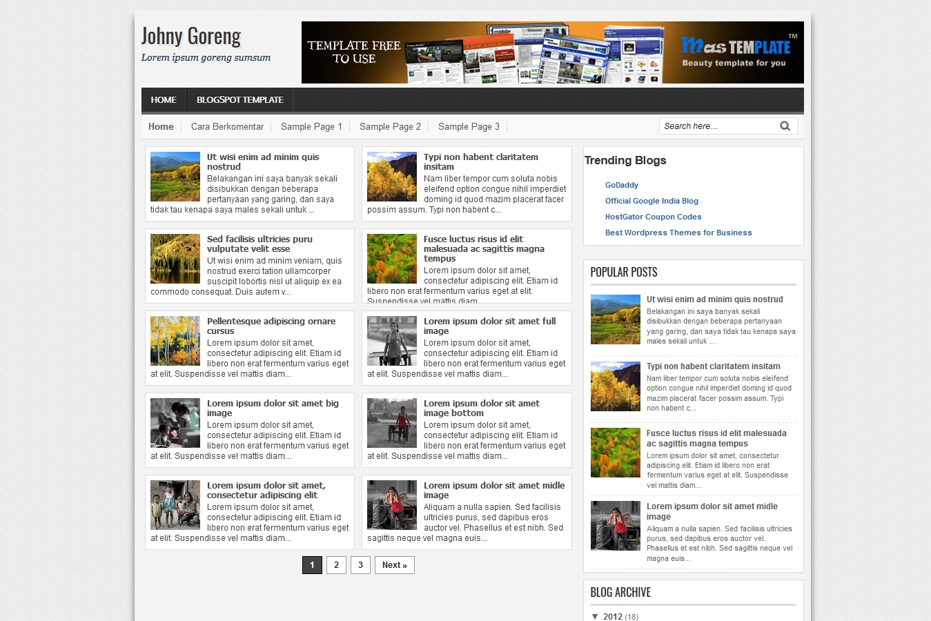 Johny Goreng Blogger Template