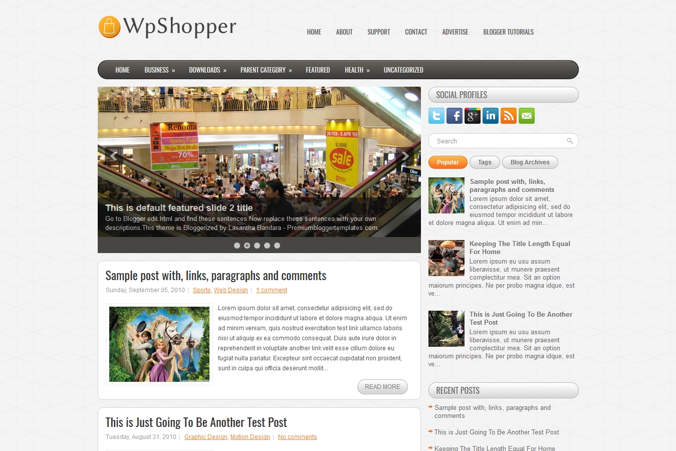 WPShopper Blogger Template
