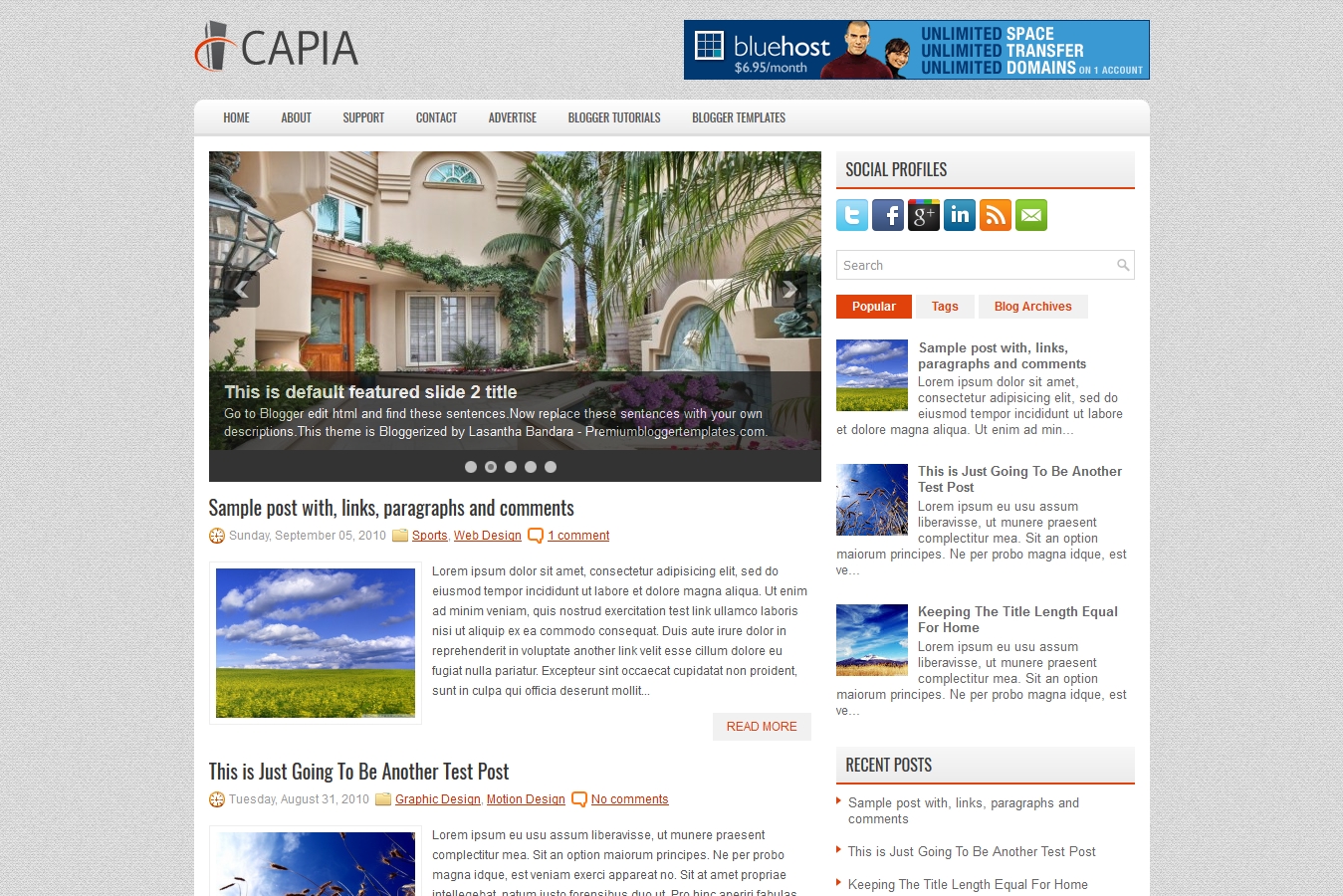 Capia Premium Blogger Template