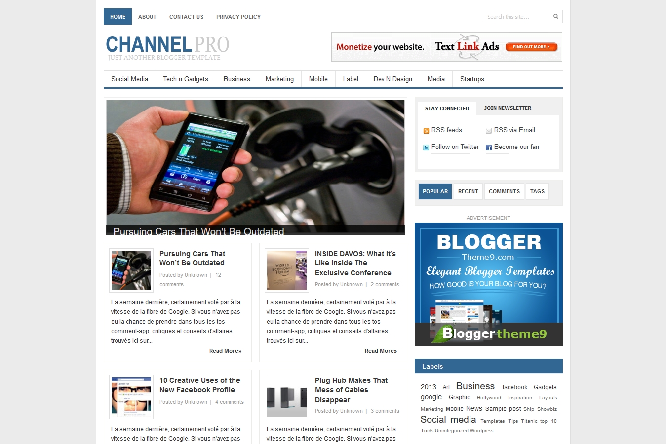 Channelpro Blogger Template
