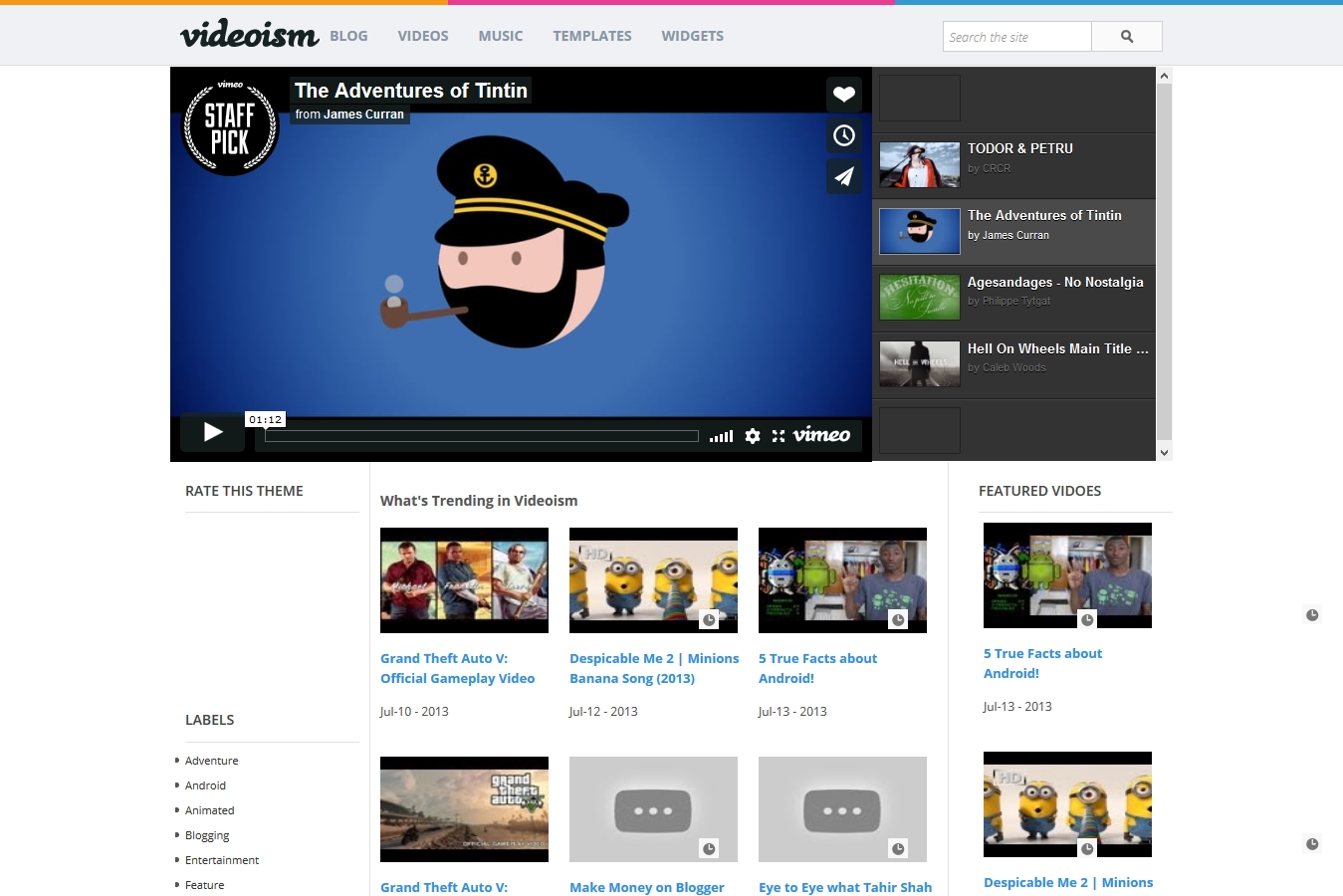 Videoism Blogger Template