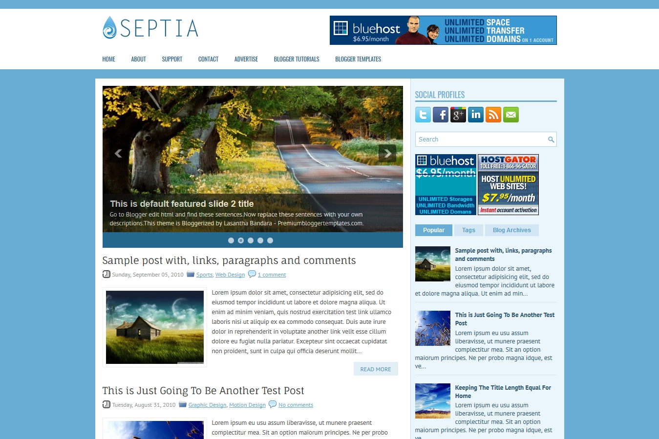 Septia Blogger Template