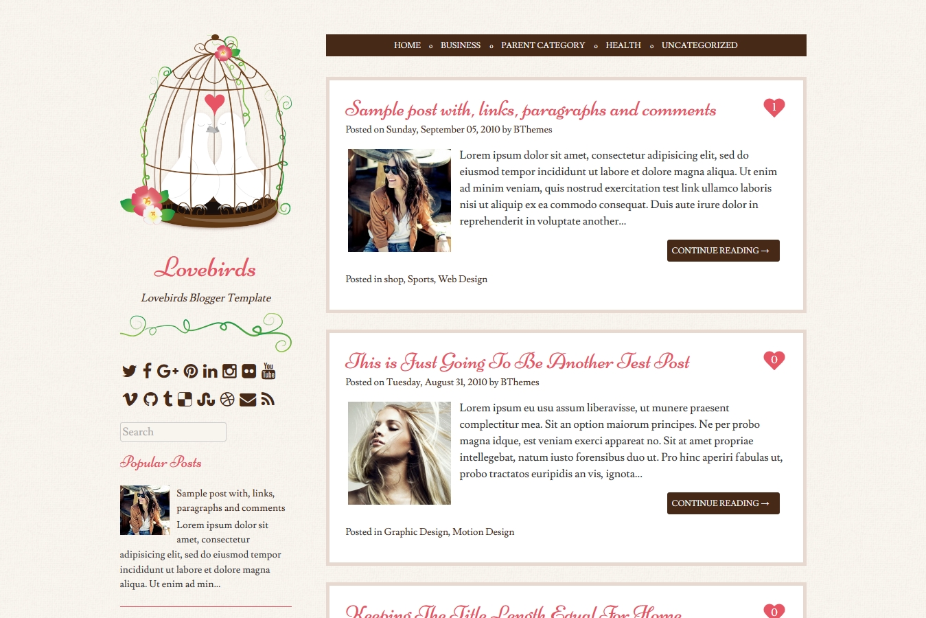 LoveBirds Blogger Template