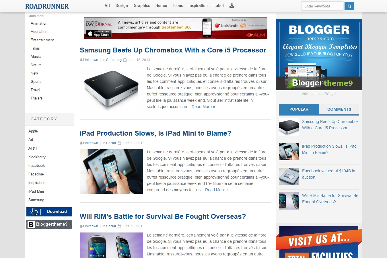 RoadRunner Blogger Template