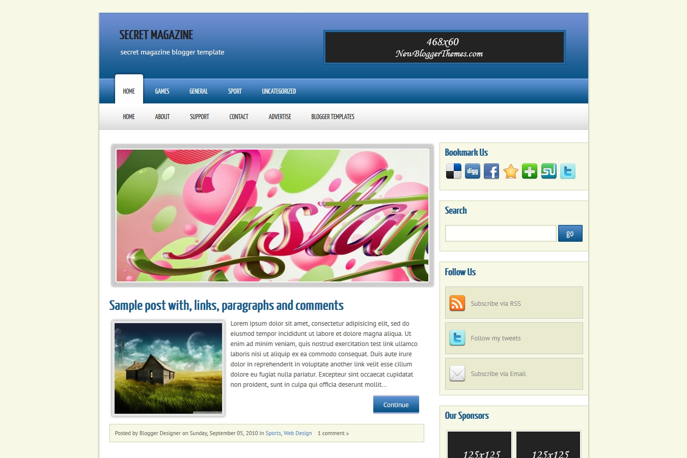 Secret Magazine Blogger Template