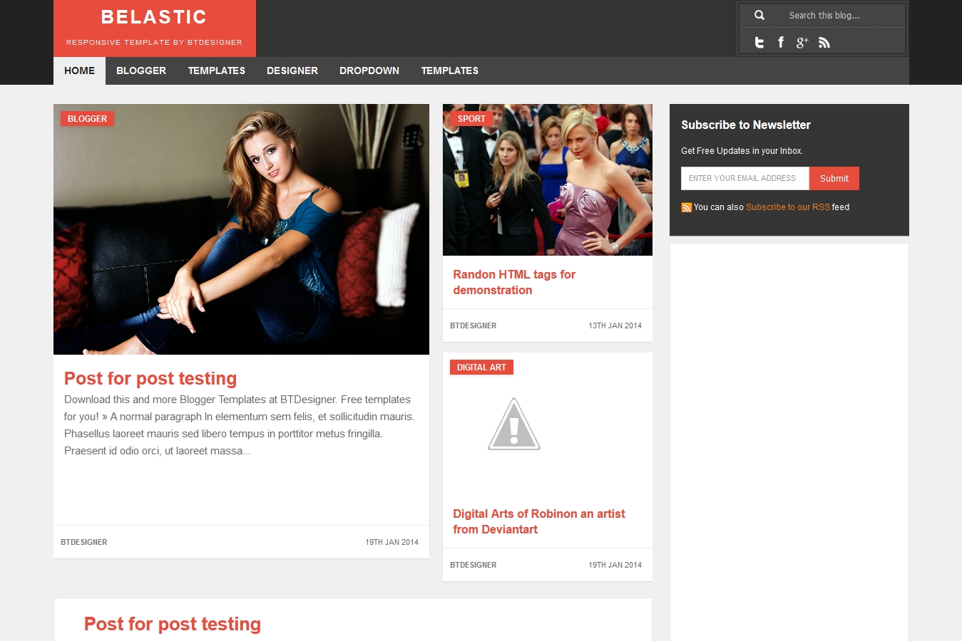 Belastic Responsive Blogger Template