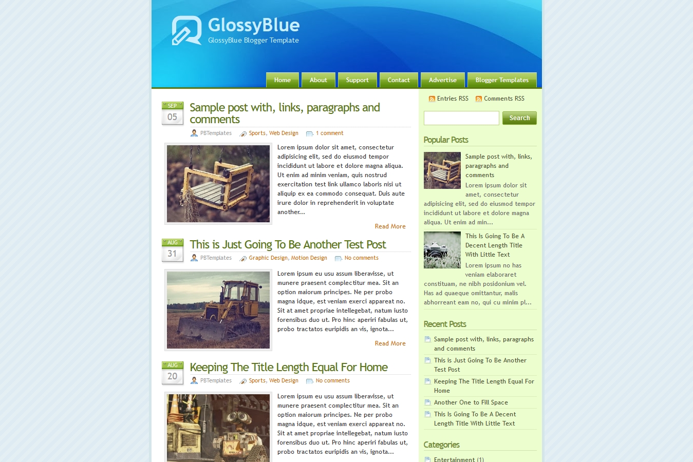 GlossyBlue Blogger Template