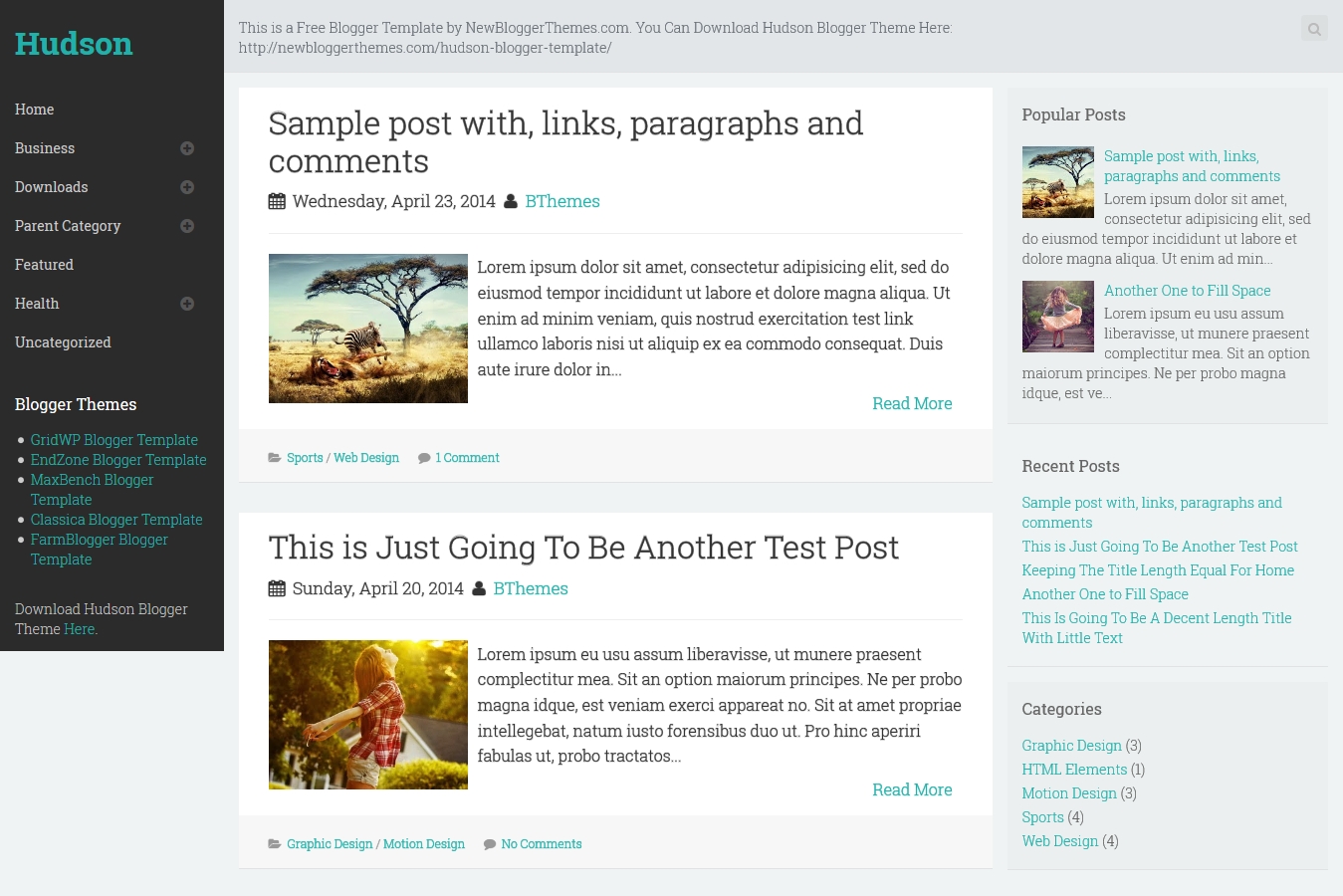 Hudson Blogger Template