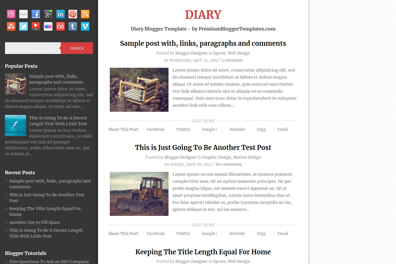 Diary Blogger Template