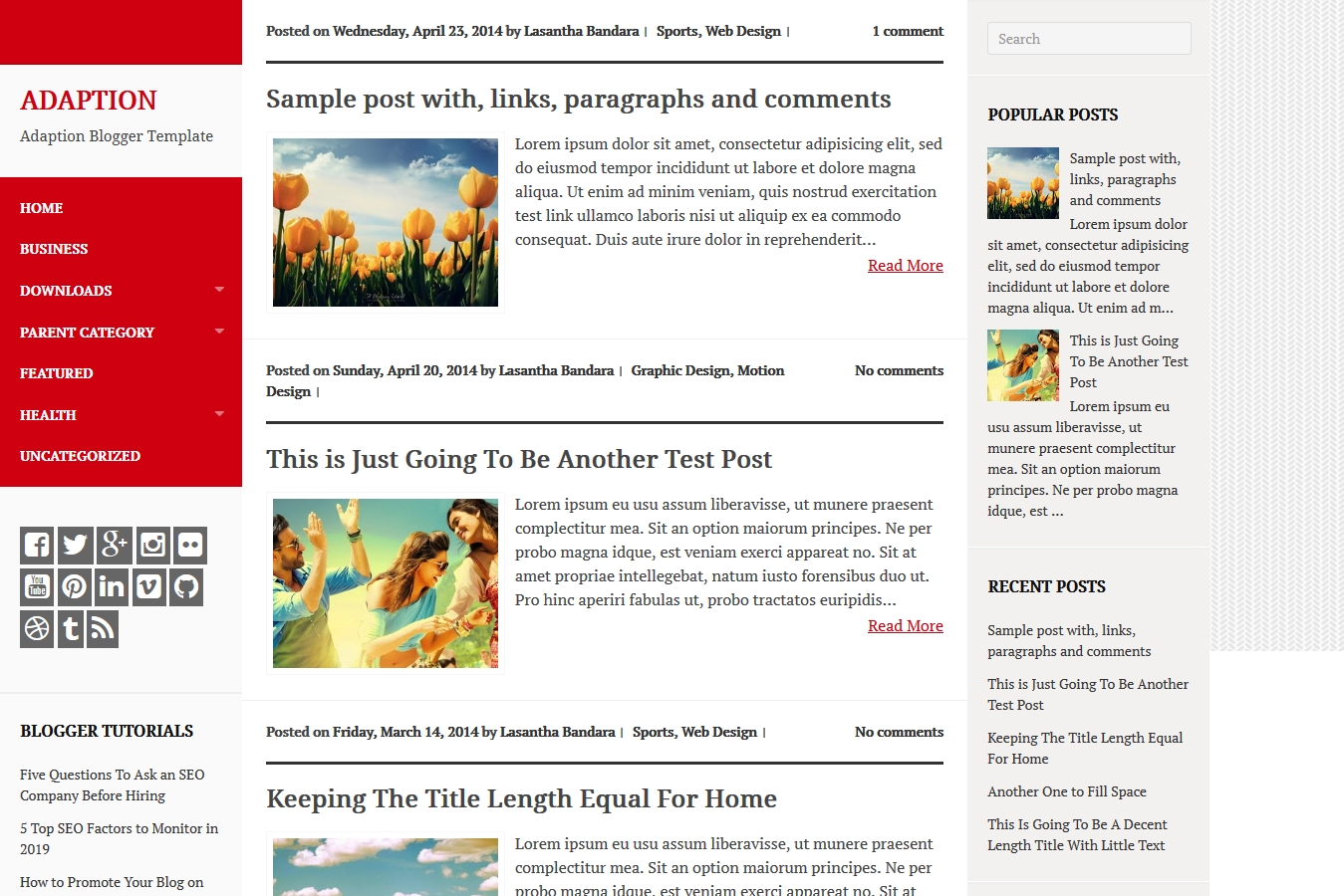 Adaption Blogger Template