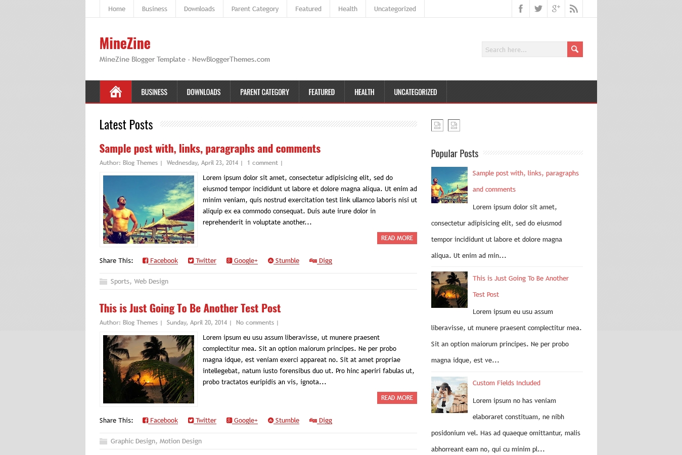 Minezine Blogger Template
