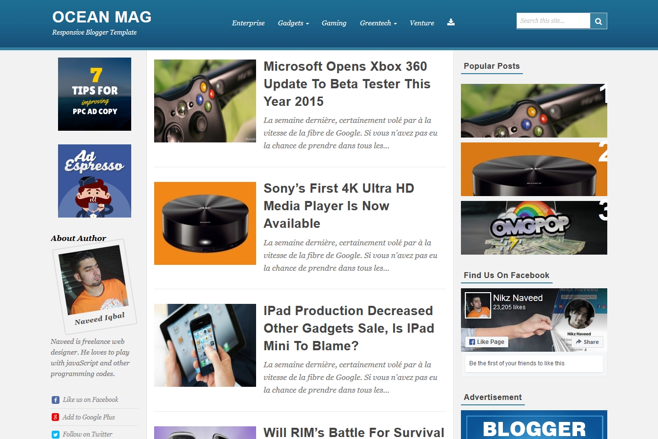 Ocean Mag Blogger Template