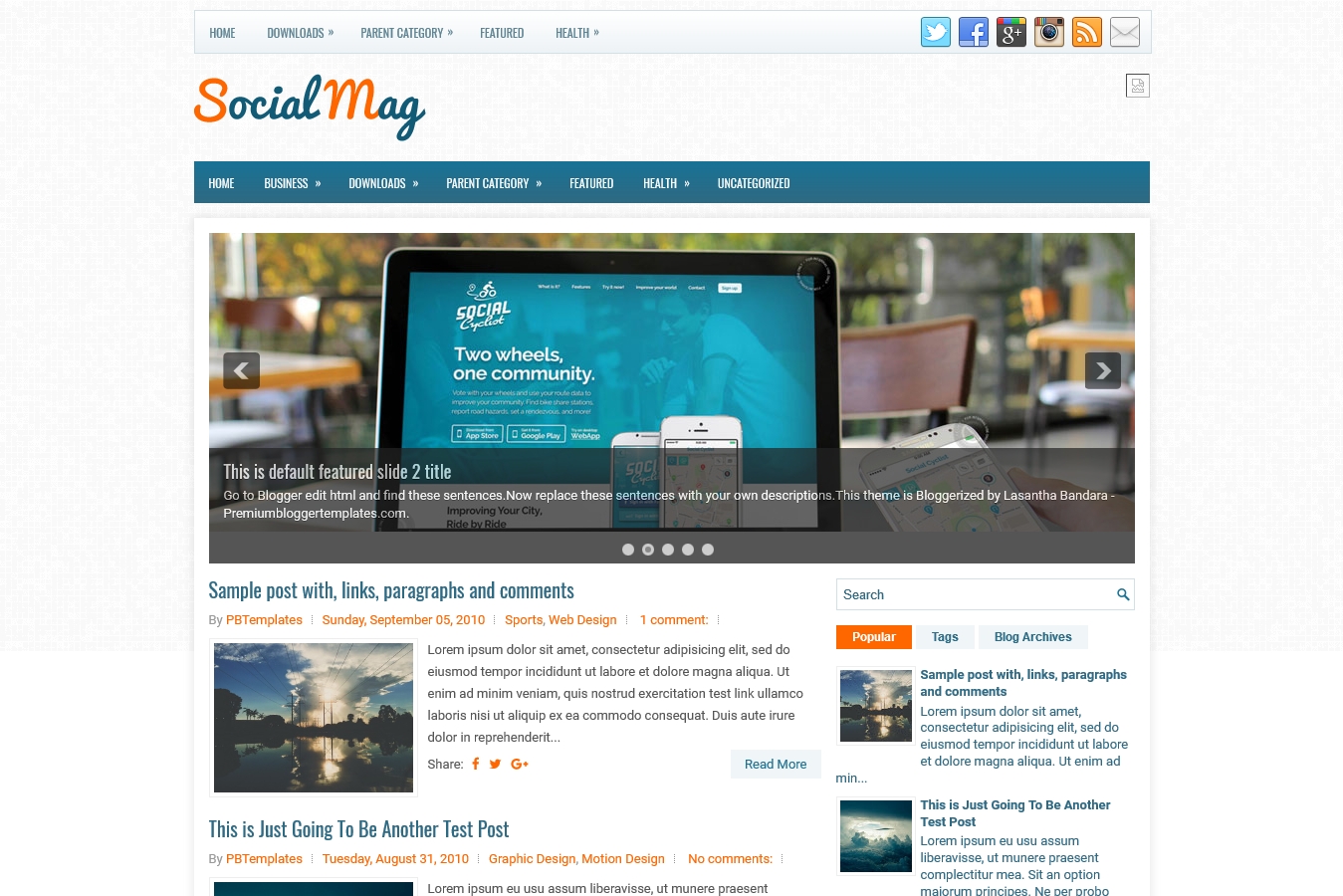 SocialMag Blogger Template