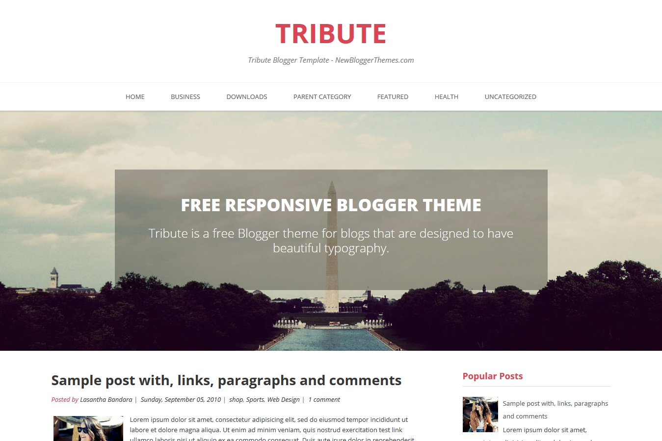 Tribute Blogger Template