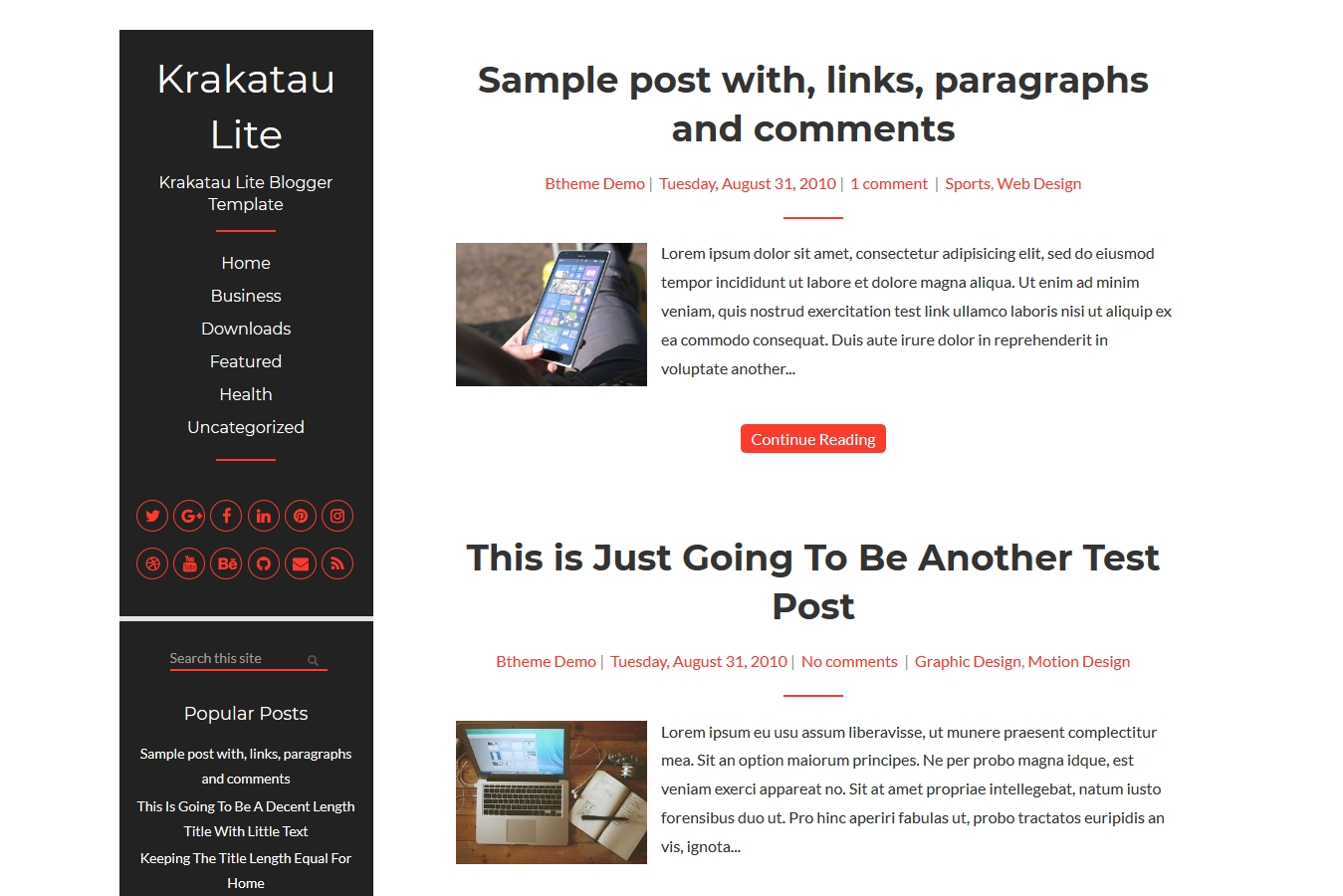 Krakatau Lite Blogger Template