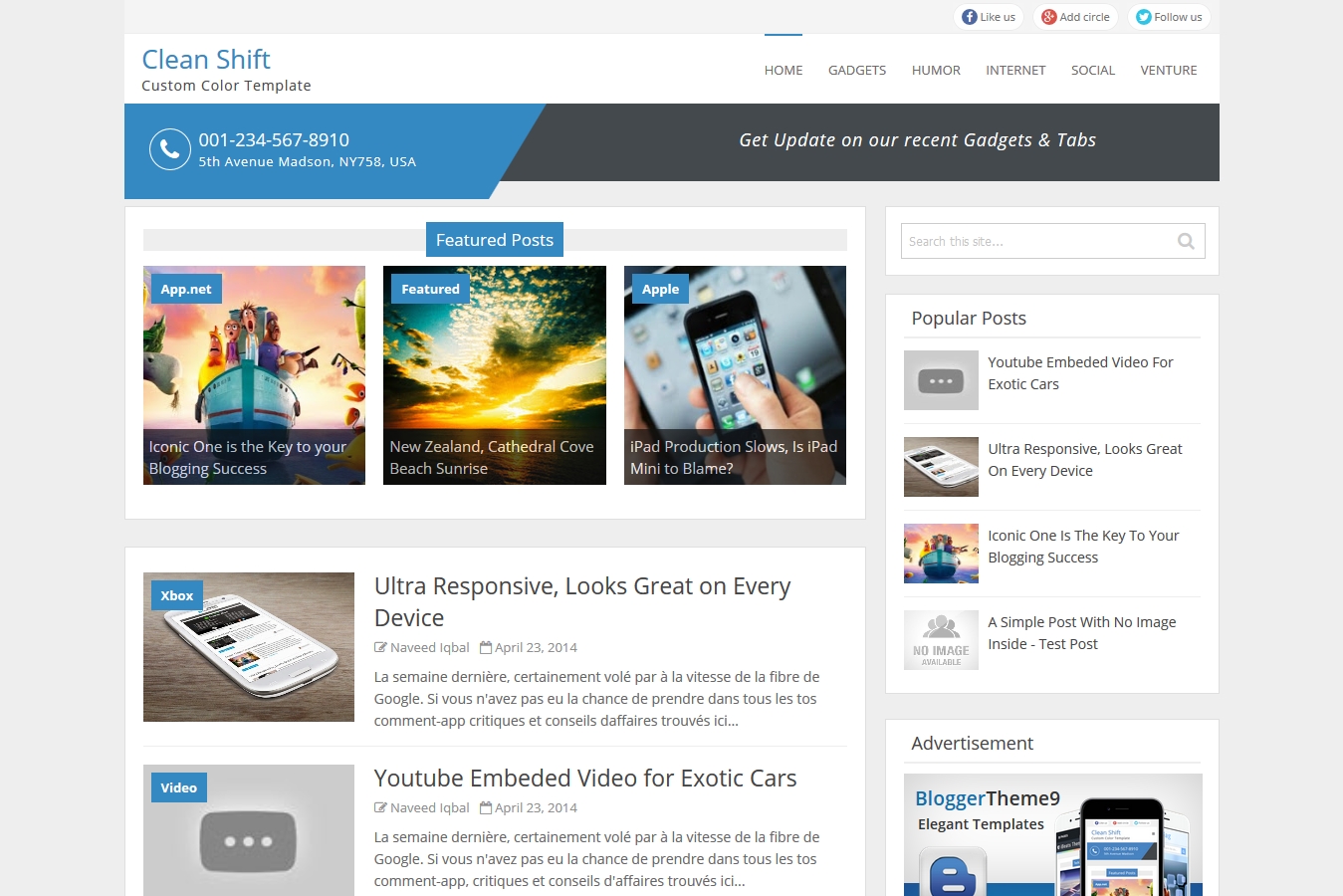 Clean Shift Blogger Template