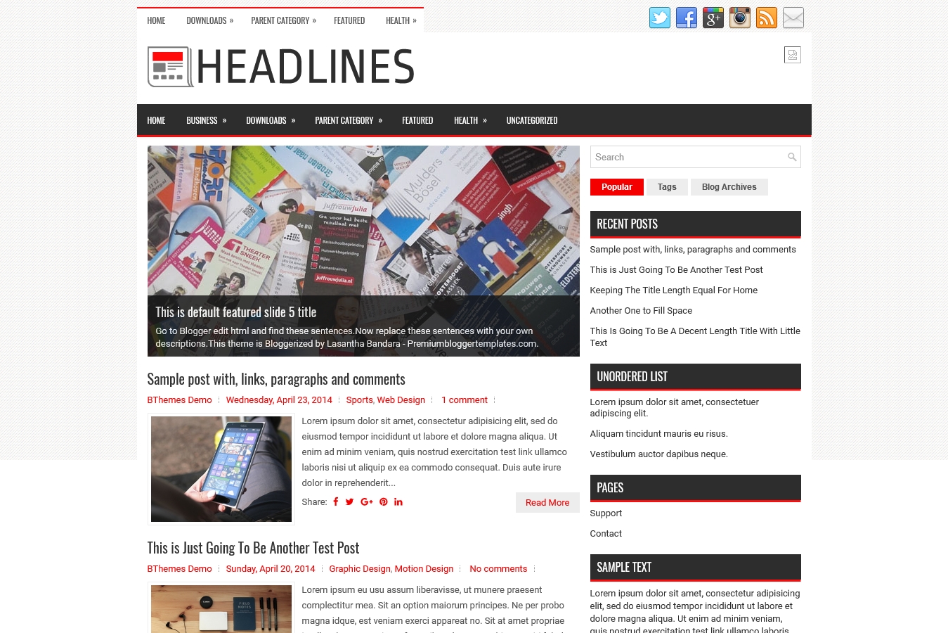 Headlines Blogger Template