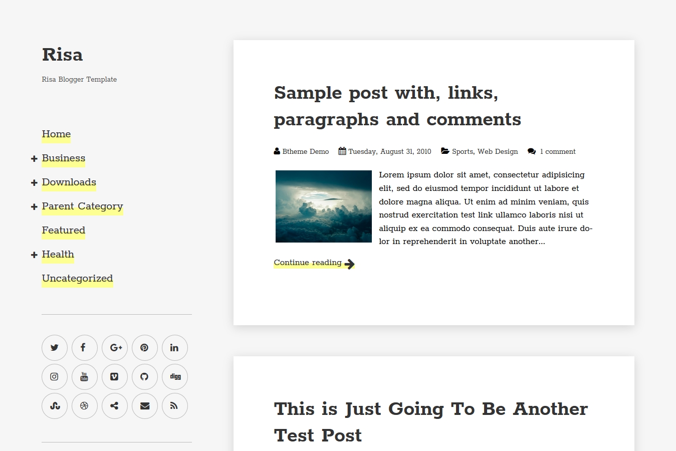 Risa Blogger Template