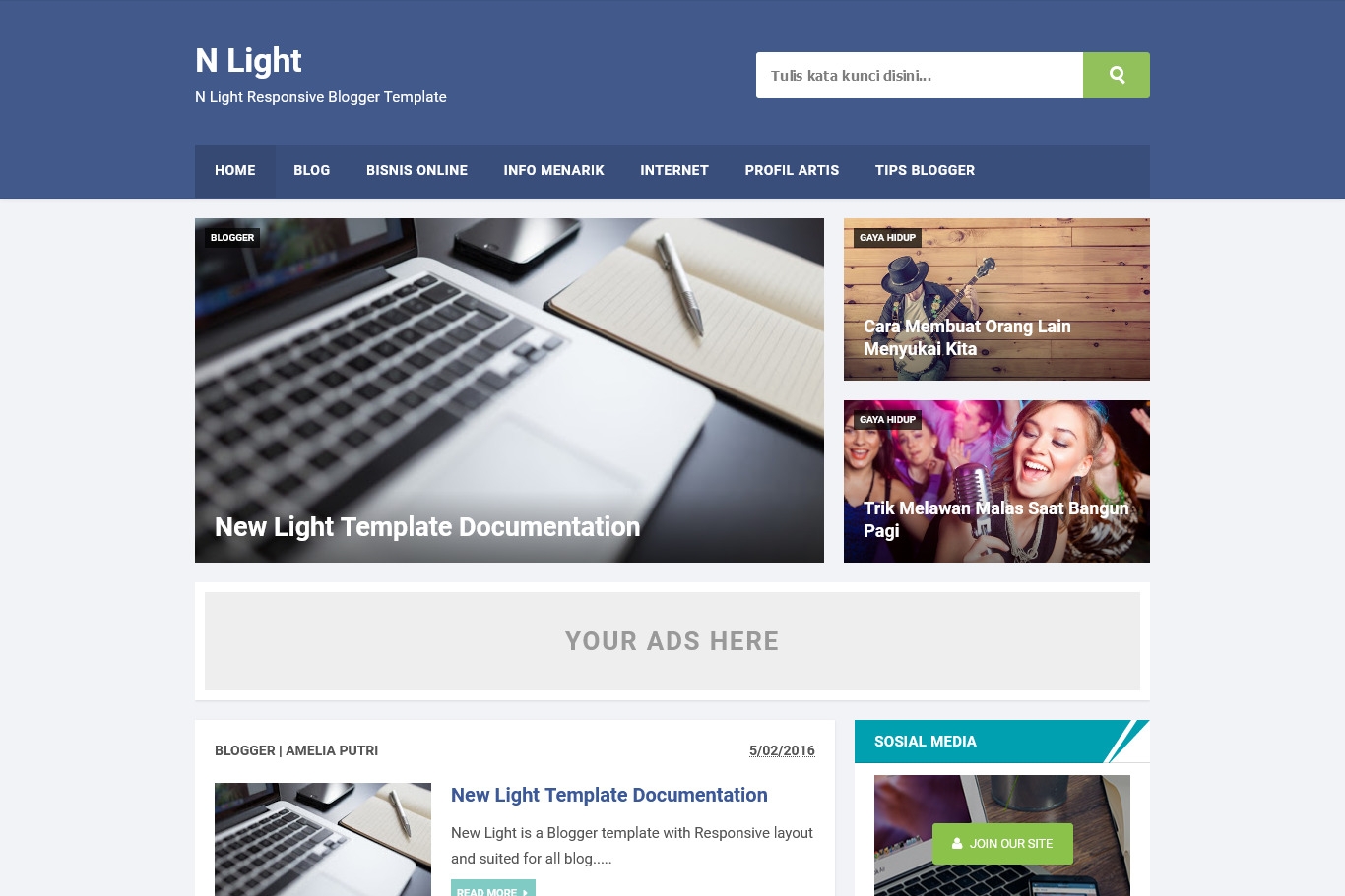 N Light Blogger Template