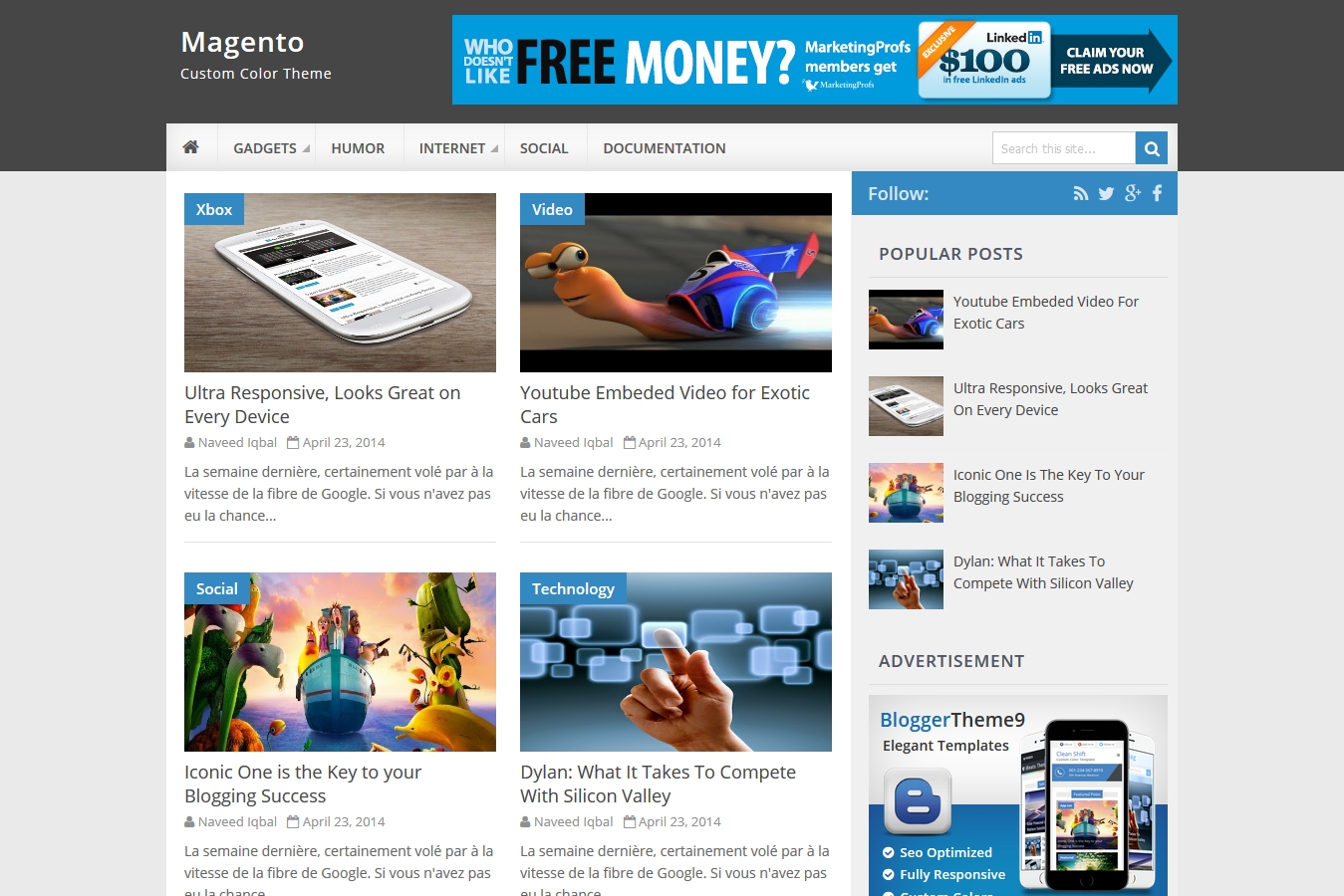 Magento Blogger Template