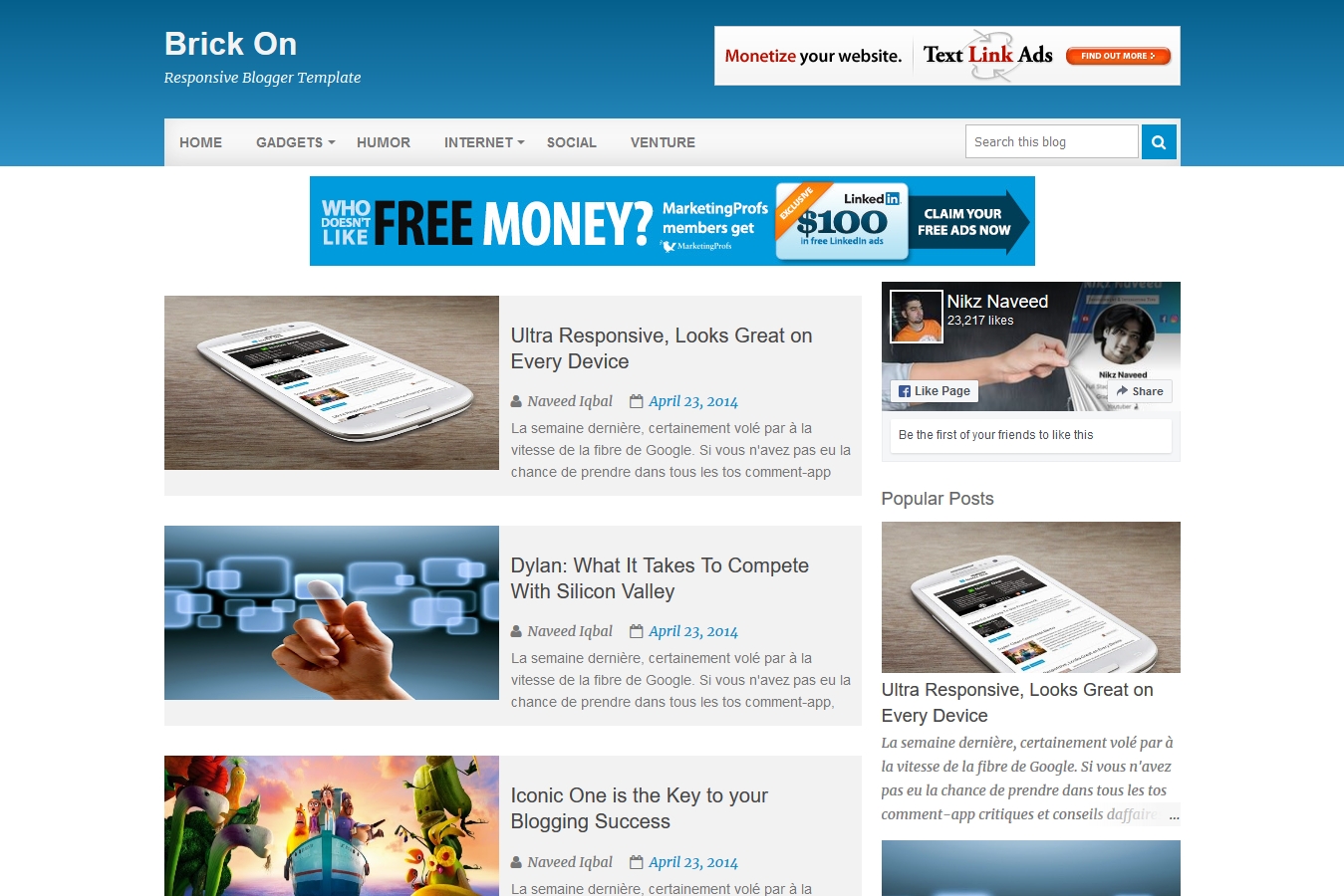 BrickOn Blogger Template