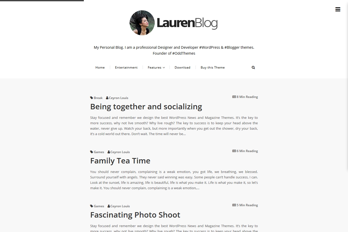 Lauren Free Blogger Template