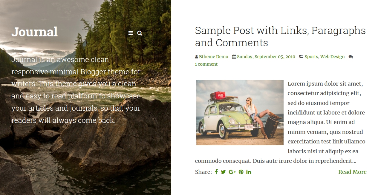 Journal Blogger Theme
