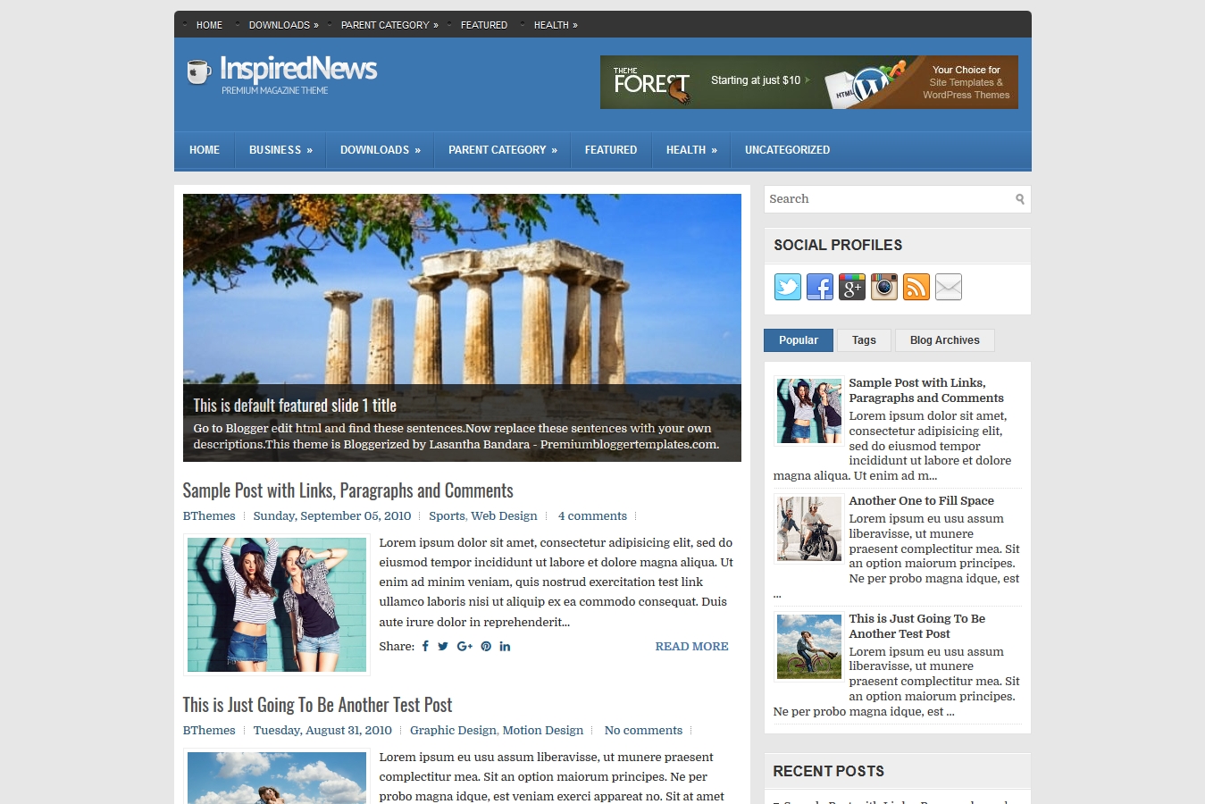 InspiredNews Blogger Template