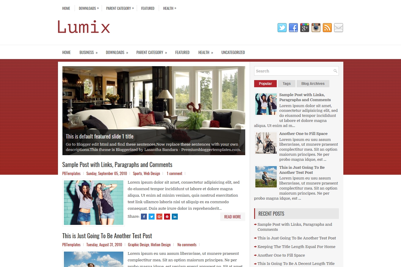 Lumix Blogger Template