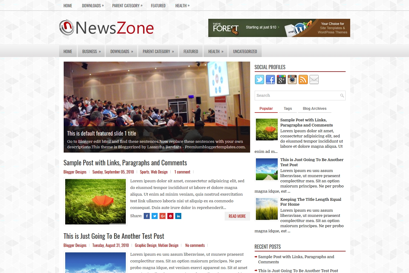 NewsZone Blogger Template