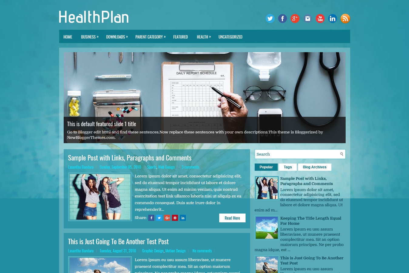 HealthPlan Blogger Template