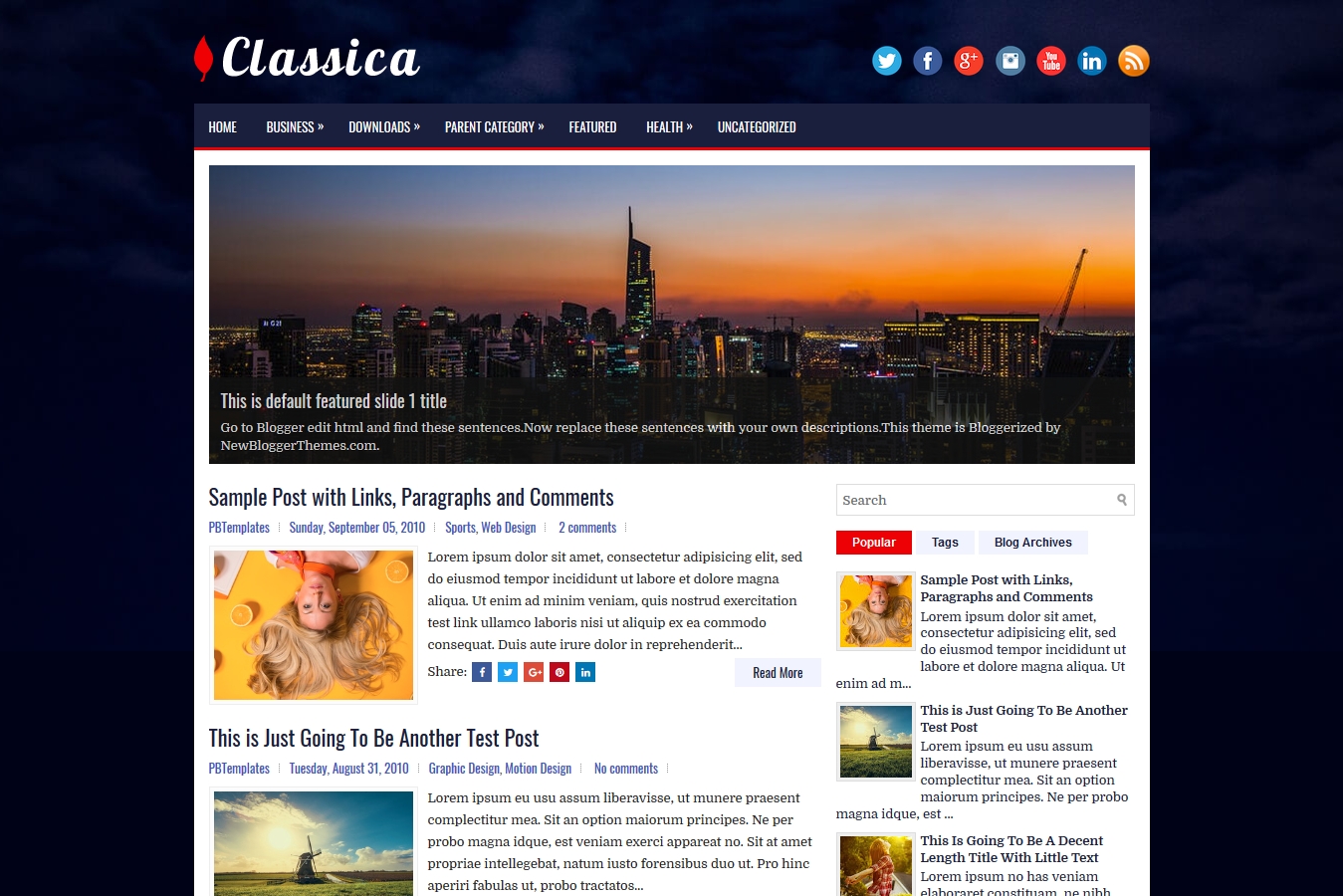 Classica Blogger Template